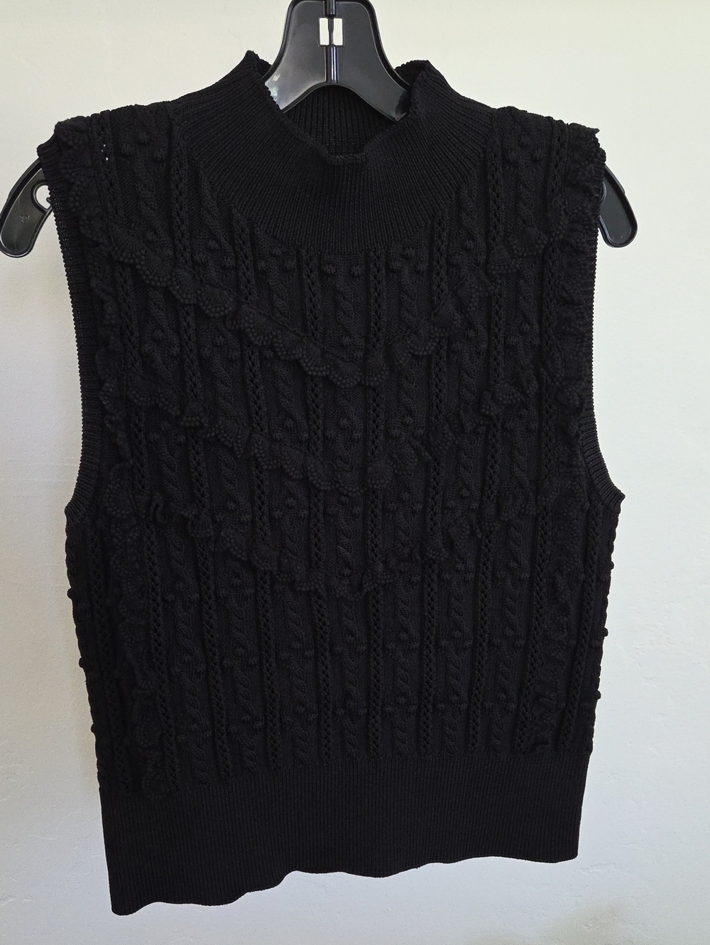CeCe | Black Cable-Knit Sleeveless Sweater